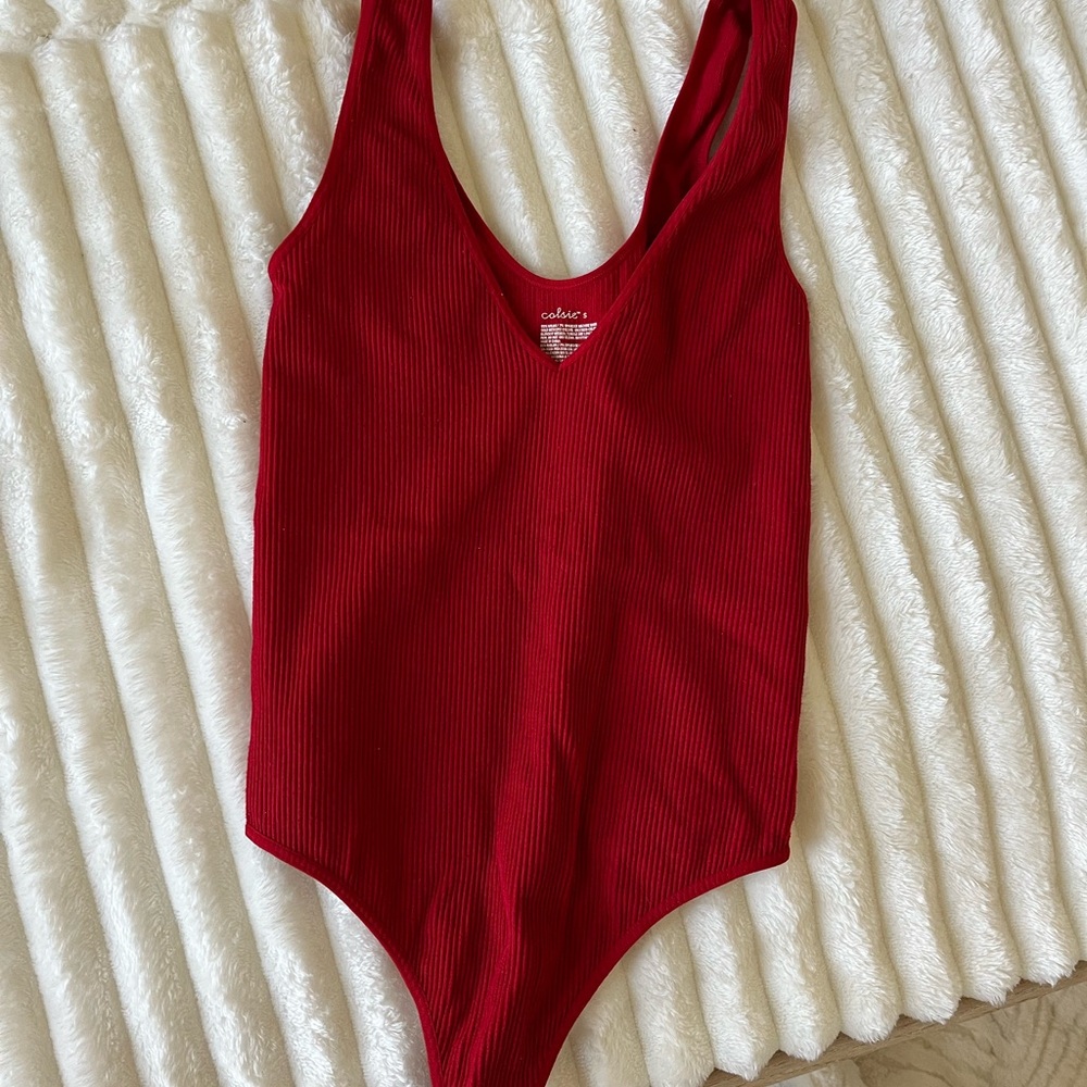 Colsie Red Ribbed Bodysuit - Picture 2 of 5